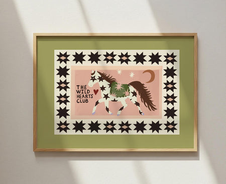 Wild Hearts Club Print: Floral Horse Illustration, Art Print, Wall Art