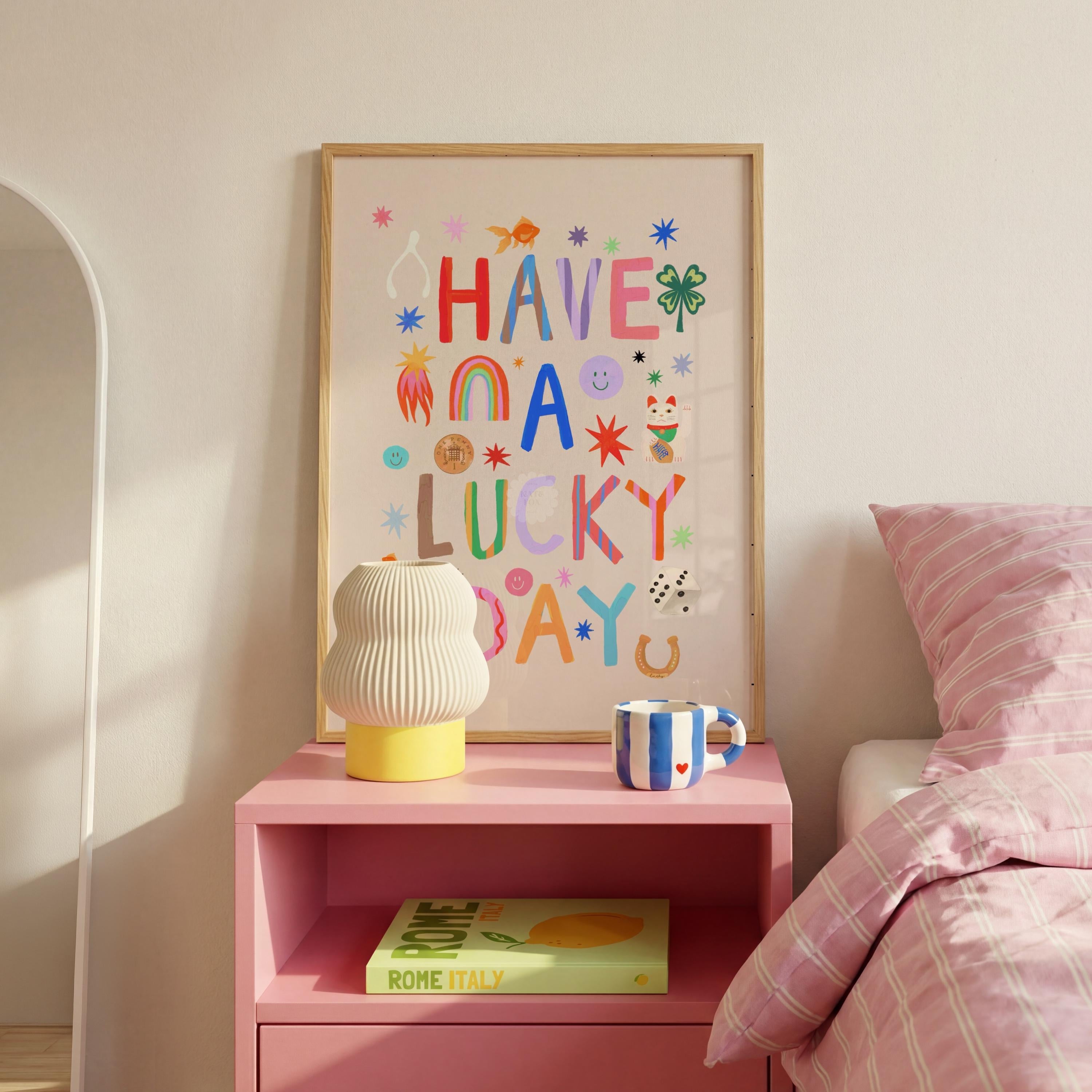A Lucky Day: Colorful Typography Wall Art