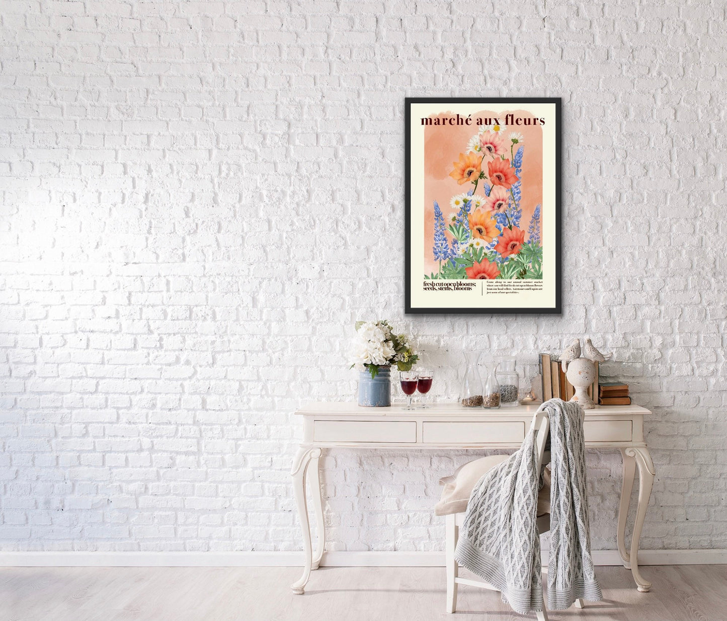 Peach Flower Market | Unframed