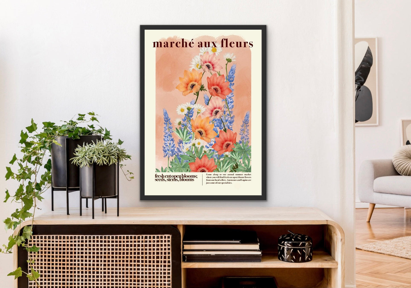 Peach Flower Market | Unframed