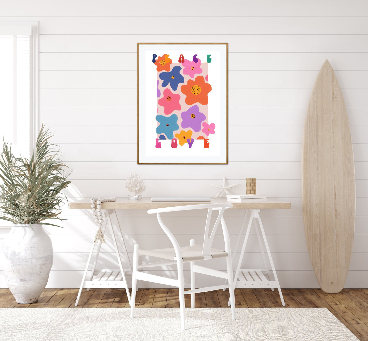 Peace and Love Floral | Unframed