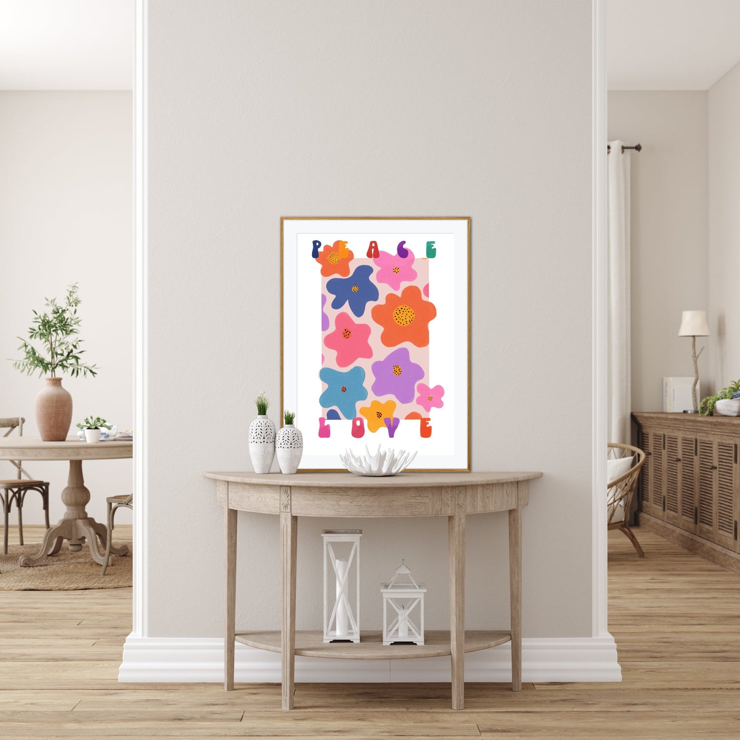 Peace and Love Floral | Unframed