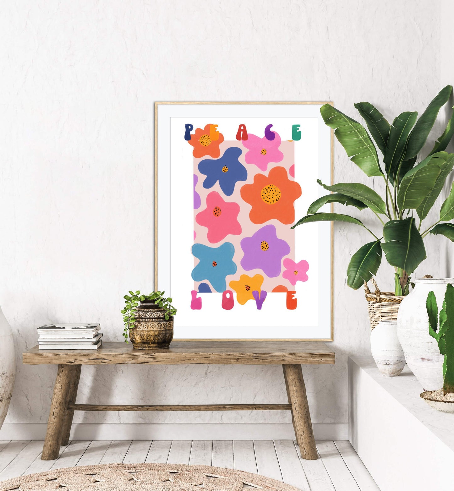 Peace and Love Floral | Unframed