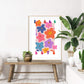 Peace and Love / Boho Print / Quote Print / Wall Art / Quirky / floral Print / botanical print / Colourful Print / Rainbow / Bright