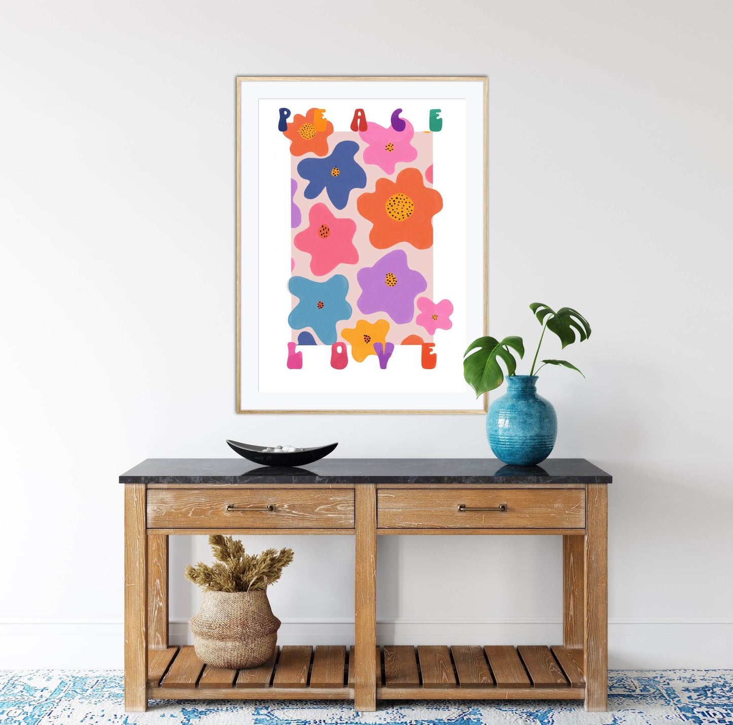 Peace and Love Floral | Unframed