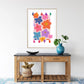 Peace and Love / Boho Print / Quote Print / Wall Art / Quirky / floral Print / botanical print / Colourful Print / Rainbow / Bright