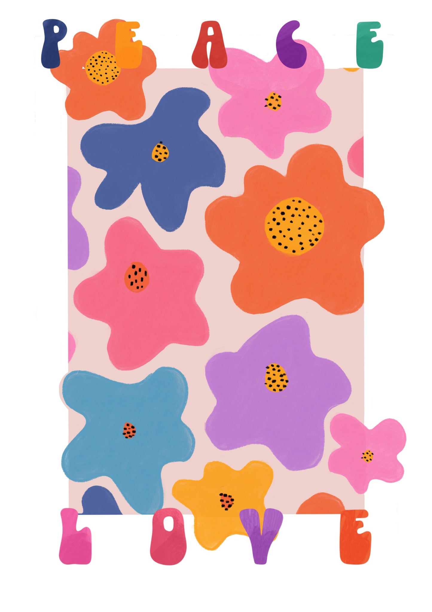 Peace and Love Floral | Unframed