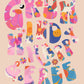 Grow Wild / Boho Print / Quote Print / Wall Art / Quirky / floral Print / botanical print / Colourful Print / Rainbow / Bright