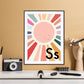 S is for Sunshine / Sun / Nursery Art / Kids Room / cute Art / Baby Print / Gifts for kids / Christmas gifts / Children