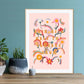 Flowers Grow / Rain / Nursery Art / Kids Room / Art / Print / Gifts / kids / Rainbow / Colour Pop / Bright / Flowers / floral / Colourful