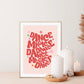 Dance Magic Dance / Bowie Print / Labyrinth Print / Typography / Bright Print / Quote Print / Wall Art / Quirky / Pink and Red Print /