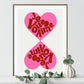 I Love You in French / Je Vous Aime / Valentines Print / Typography / Bright Print / Quote Print / Wall Art / Quirky / Pink and Red Print /