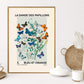 Vintage Butterfly Art Print, Butterfly Art Sketch, French Art Print, Butterflies and Flowers Print, A5, A4, A3, Blue And Orange Art Print,