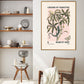 Vintage Botanical Art Print, Floral Art Sketch, French Art Print, Lizard Print, Insect Print, Bedroom, A5, A4, A3, Pink And Green Art Print,