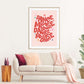Dance Magic Dance / Bowie Print / Labyrinth Print / Typography / Bright Print / Quote Print / Wall Art / Quirky / Pink and Red Print /