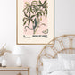 Vintage Botanical Art Print, Floral Art Sketch, French Art Print, Lizard Print, Insect Print, Bedroom, A5, A4, A3, Pink And Green Art Print,
