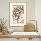 Vintage Botanical Art Print, Floral Art Sketch, French Art Print, Lizard Print, Insect Print, Bedroom, A5, A4, A3, Pink And Green Art Print,