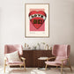 Vintage Heart Art Print, Tattoo Heart Print, French Art Print, Love Print, Valentines Print, Bedroom, A5, A4, A3, A2, A1, A0, Red and Pink