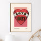 Vintage Heart Art Print, Tattoo Heart Print, French Art Print, Love Print, Valentines Print, Bedroom, A5, A4, A3, A2, A1, A0, Red and Pink