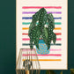 Spotted Begonia, Hand Drawn Plant Print, Colourful House Plant Print, Colour Pop Potted Plant, Cute Plant Print, Funky Print,