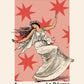 Moon Dance, Moon Goddess Print, French Art Print, Vintage Art Print, Luna Stars Print, Bedroom, A5, A4, A3, A2, A1, A0, Pink, Boho,