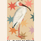 White Flamingo Print, French Art Print, Funky Animal Art Print, Animal Stars Print, Bedroom, A5, A4, A3, A2, A1, A0, colourful, Boho,