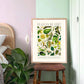 Shades of Green / Floral Print / Print / Bedroom / Kitchen Print / French Print / Flower / Wall Art / Vintage / Botanical Print / A3 / A4