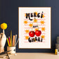 Merci mon Cheri, French Art Print, Cherry, Red and Pink Print, Kitchen Colourful Print, Quirky Art Print, Kids Room Print,