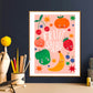 Fruity Kids Print / Fruit illustration / Eco / Nursery Art / Kids Room / Art / Print / Gifts for Her / kids / Rainbow / Colour Pop / Bright