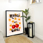 Merci mon Cheri, French Art Print, Cherry, Red and Pink Print, Kitchen Colourful Print, Quirky Art Print, Kids Room Print,