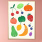 Feeling Fruity, Kids Fruit Print, Bright Kids Wall Art, Cute Wall Art Kids Room, Nursery Bright Rainbow Art, Girls Bedroom, Boys Bedroom,