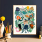 Make Waves, Mermaids, Girls Bedroom Mermaid Print, Baby Girl Mermaid, Girls Mermaid Poster, Bright Colourful Mermaids, Girls Bedroom Poster,
