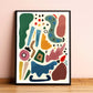 Abstract Shape Art / Abstract Print / Jewel Colours Print / Autumn / Living Room Print / French Print / Wall Art / Botanical Print / Snug