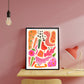 Abstract Shape Art / Abstract Print / Pink Colours Print / Colour / Living Room Print / French Print / Wall Art / Botanical Print / Snug