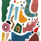 Abstract Shape Art / Abstract Print / Jewel Colours Print / Autumn / Living Room Print / French Print / Wall Art / Botanical Print / Snug