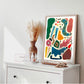 Abstract Shape Art / Abstract Print / Jewel Colours Print / Autumn / Living Room Print / French Print / Wall Art / Botanical Print / Snug