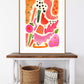 Abstract Shape Art / Abstract Print / Pink Colours Print / Colour / Living Room Print / French Print / Wall Art / Botanical Print / Snug