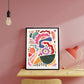 Abstract Shape Art / Abstract Print / Pink Colours Print / Colour / Living Room Print / French Print / Wall Art / Botanical Print / Lounge