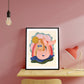Under the Sea, kids cute mermaid print, cute bathroom print, colourful bathroom print, princess print, hand drawn kids print, little girl,