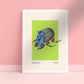 Beetle Art, Insect Print, French, Vintage Art, Bright Print, Gallery Wall Print, Bedroom, A5, A4, A3, A2, A1, A0, Green, Boho, Vintage