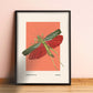 Grasshopper, Insect Print, French, Vintage, Bright Print, Gallery Wall Print, Bedroom, A5, A4, A3, A2, A1, A0, Warm Colours, Boho, Vintage