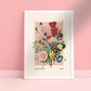 Vintage Flower Print, Flower Print, French Art Print, Floral Print, Botanical Print, Bedroom, Gallery,A5, A4, A3, A2, A1, A0, pink, colour,
