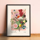 Vintage Flower Print, Flower Print, French Art Print, Floral Print, Botanical Print, Bedroom, Gallery,A5, A4, A3, A2, A1, A0, pink, colour,