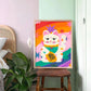 Bright Funky Kids Print, Rainbow Lucky Cat, Kids Art Prints, Good Luck Art Print, Colourful Rainbow Poster, A5, A4, A3 Kids Wall Art,
