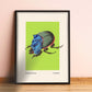 Beetle Art, Insect Print, French, Vintage Art, Bright Print, Gallery Wall Print, Bedroom, A5, A4, A3, A2, A1, A0, Green, Boho, Vintage