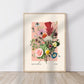 Vintage Flower Print, Flower Print, French Art Print, Floral Print, Botanical Print, Bedroom, Gallery,A5, A4, A3, A2, A1, A0, pink, colour,