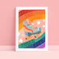 Rainbow Rollerskate | Unframed