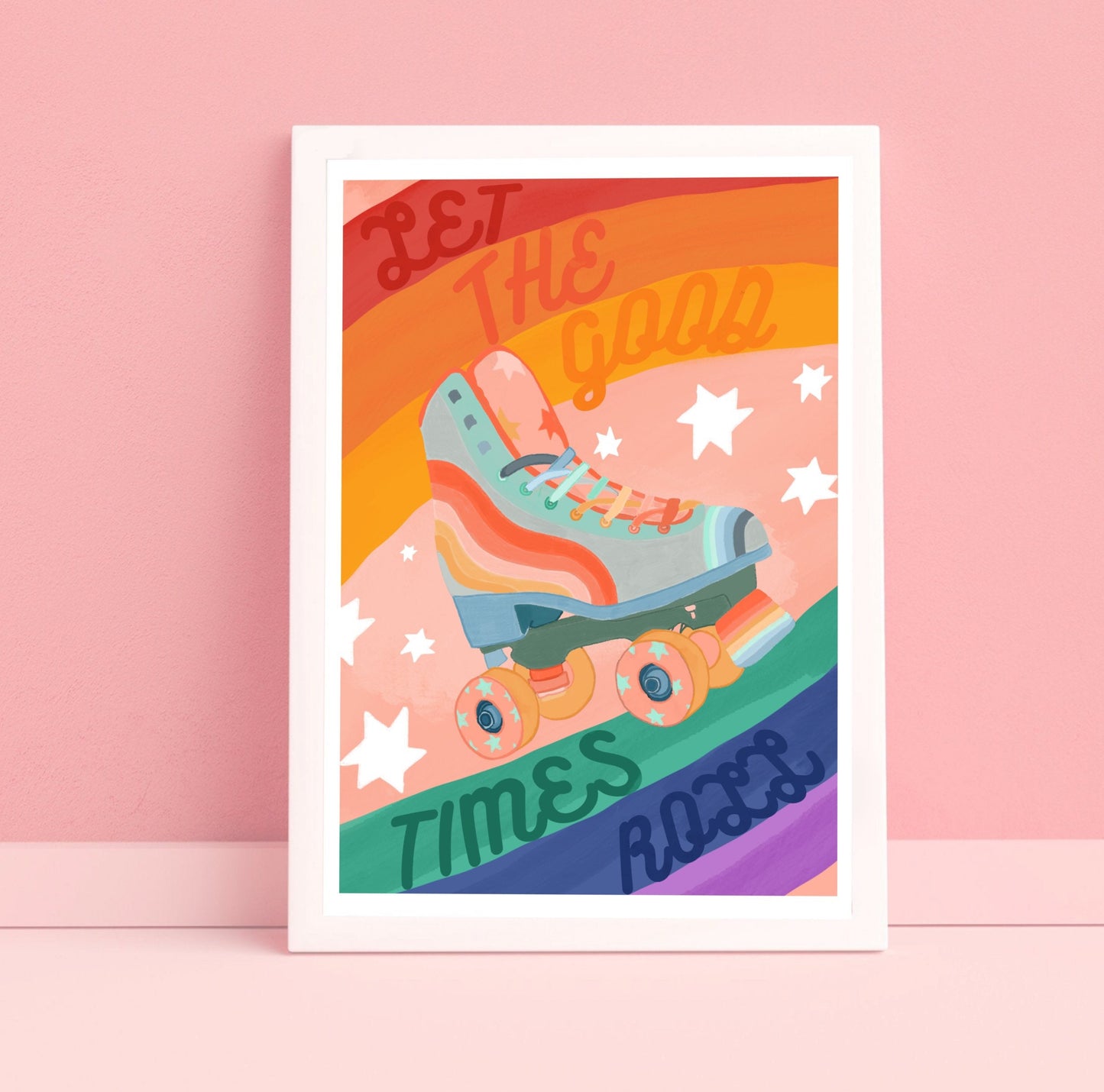 Rainbow Rollerskate | Unframed