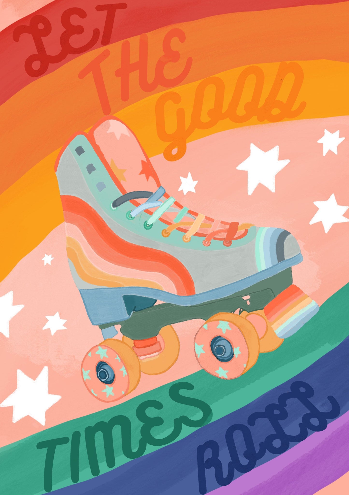 Rainbow Rollerskate | Unframed