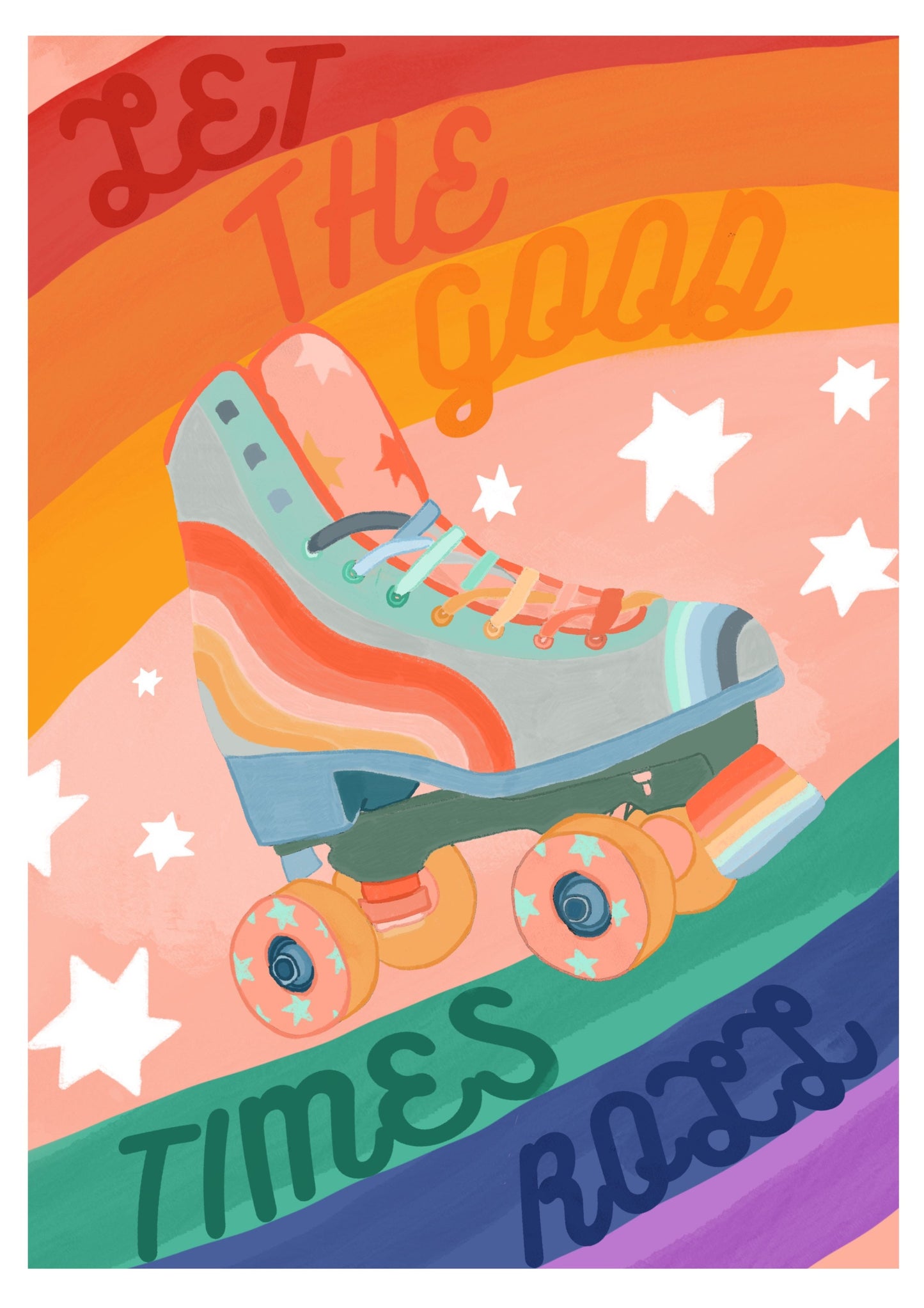 Rainbow Rollerskate | Unframed